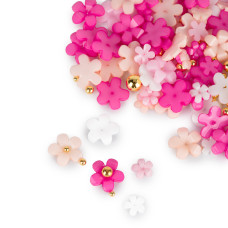 Ozdoby do paznokci kwiatki akrylowe + kulki Molly Nails mix kolorów 150 sztuk Nr 2