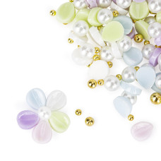 Ozdoby do paznokci kwiatki akrylowe + kulki Molly Nails mix kolorów 150 sztuk Nr 1