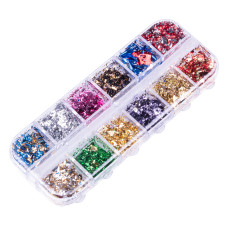 Pozłotko, folia chrom w płatkach do zdobień paznokci, ozdoba nr 74, mix kolorów, 12szt.