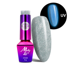 Lakier hybrydowy MollyLac świecący w ciemności Night Glowing Precious Hema/di-Hema free 5g Nr 677