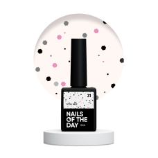 NAILSOFTHEDAY Potal base 31 – mleczna baza z czarnym oraz różowym brokatem, 10 ml