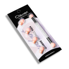 Dwustronny pedzel gąbka do ombre i nail art z cyrkoniami różowa i biala 