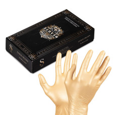 Rękawice beauty luxe złote S 50 szt