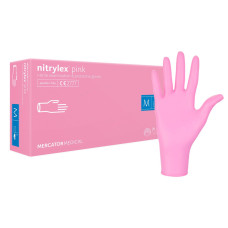 Rękawiczki Mercator Nitrylowe M 100 Sztuk - Różowy