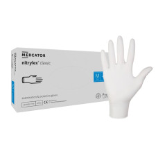 Rekawiczki Mercator Nitrylowe M 100 Szt. - Biale