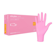 Rękawiczki Mercator Nitrylowe XS 100 Sztuk - Różowy