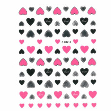 Naklejki do paznokci cienkie samoprzylepne serduszka Z-D4214 pink
